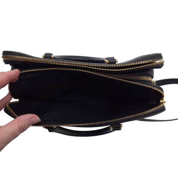 Tory Burch Georgia Pebbled Leather Double Zip Satchel / Handbag - Picture 7 of 14